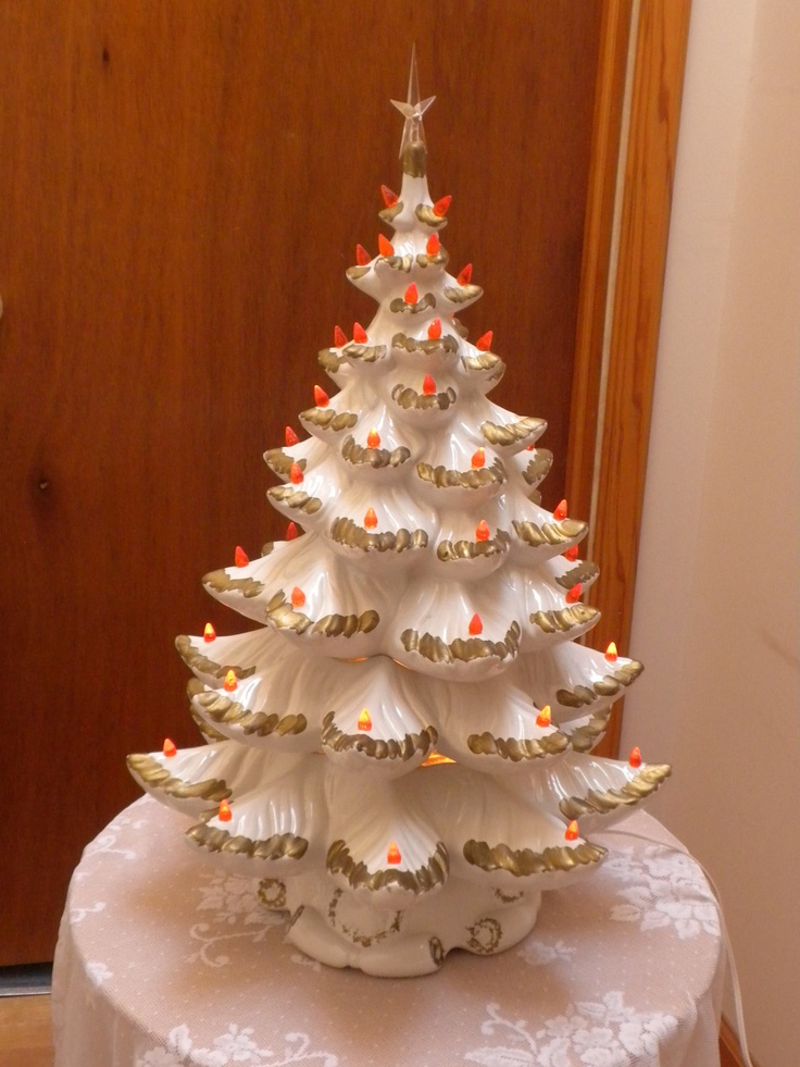 snow white vintage christmas tree 23 inches ceramic tree white ceramic christmas tree with lights