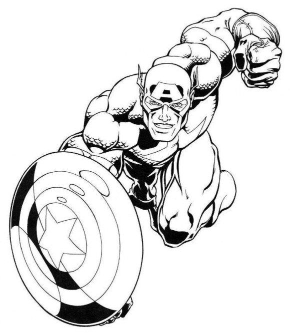 Marvel Captain America Coloring Pages For Kids | Captain america