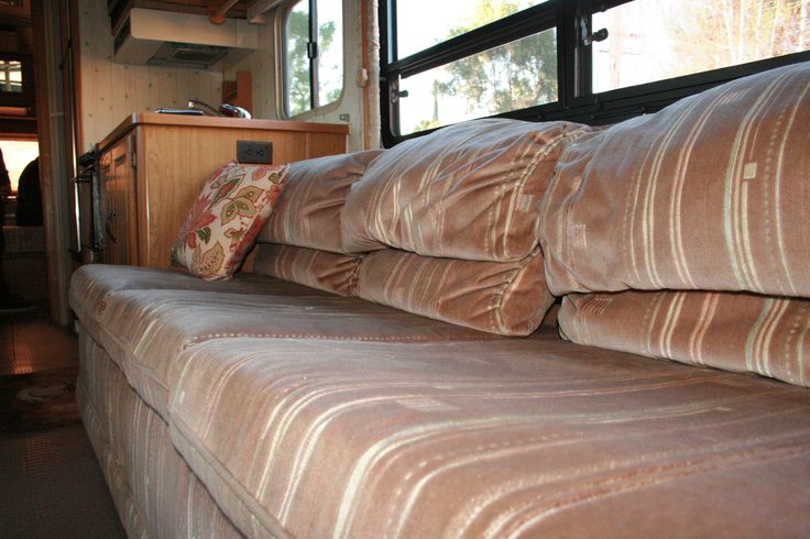 Rv Renovation Jackknife Couch Before After Renovations Sofa Bed Travel Trailers Rv Sofa Bed, How To Recover A Camper Sofa Bed