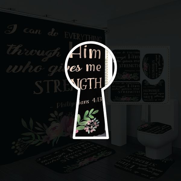 Philippians 4:13 Shower Curtain Bath Mat Toilet Cover Rug Home Bathroom Decor