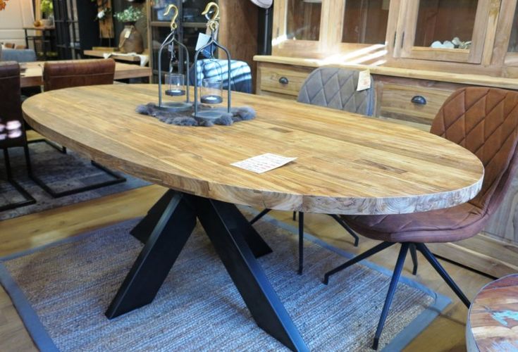 Ovale eettafel uit massief recycled teak (Selecteer uw ...