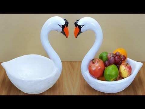 Birthday gift showpiece making at home // Swan fruit pot // swan showpiece // Be...