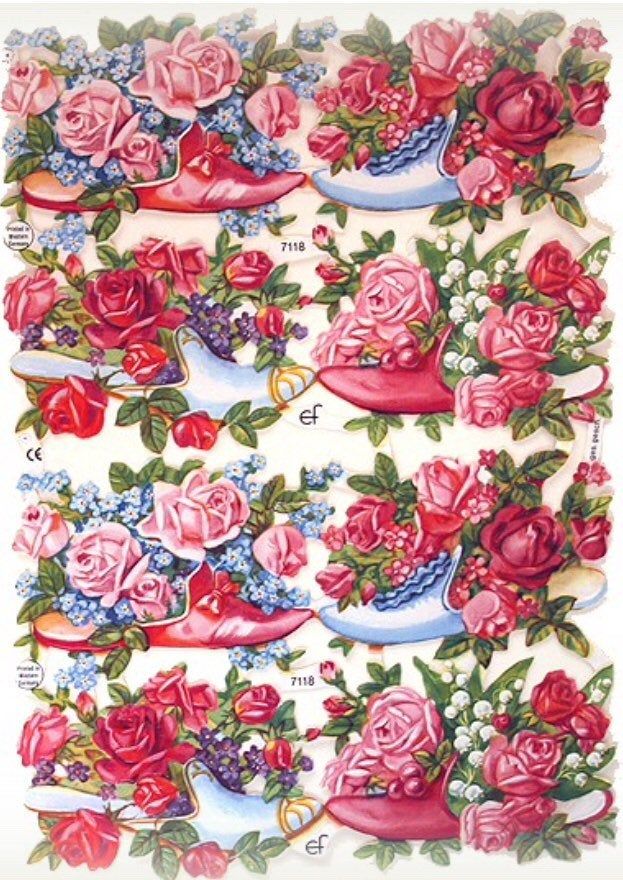 German Embossed Victorian Style Scrap Die Cut Girls EF7309 Flower Children German Embossed Victorian Style Scrap Die Cut Girls EF7309 Flower Children