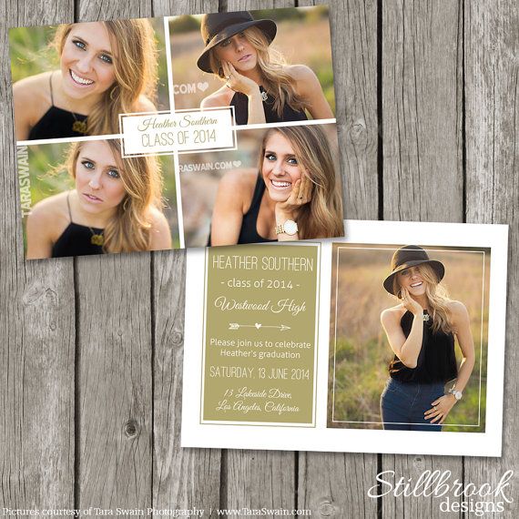 Senior Announcement Template Graduaton Card - High School Senior Graduation Photo Invitation Card - College Grad Photoshop Template - GA03