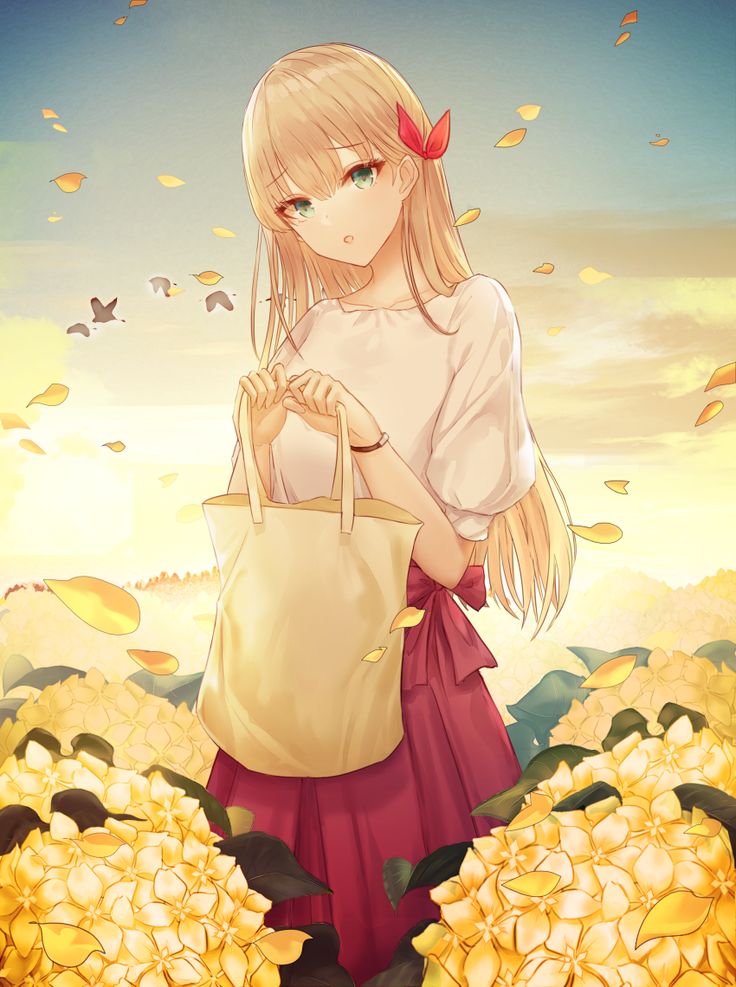 Beautiful blonde anime girl