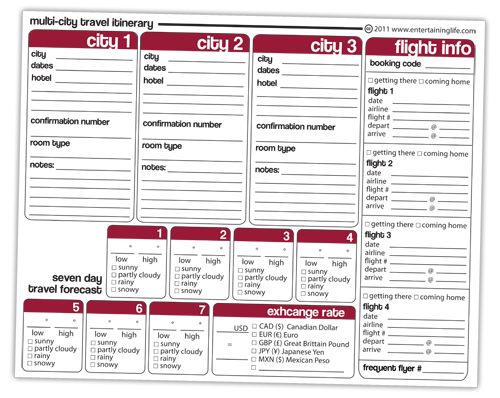 travel plans template