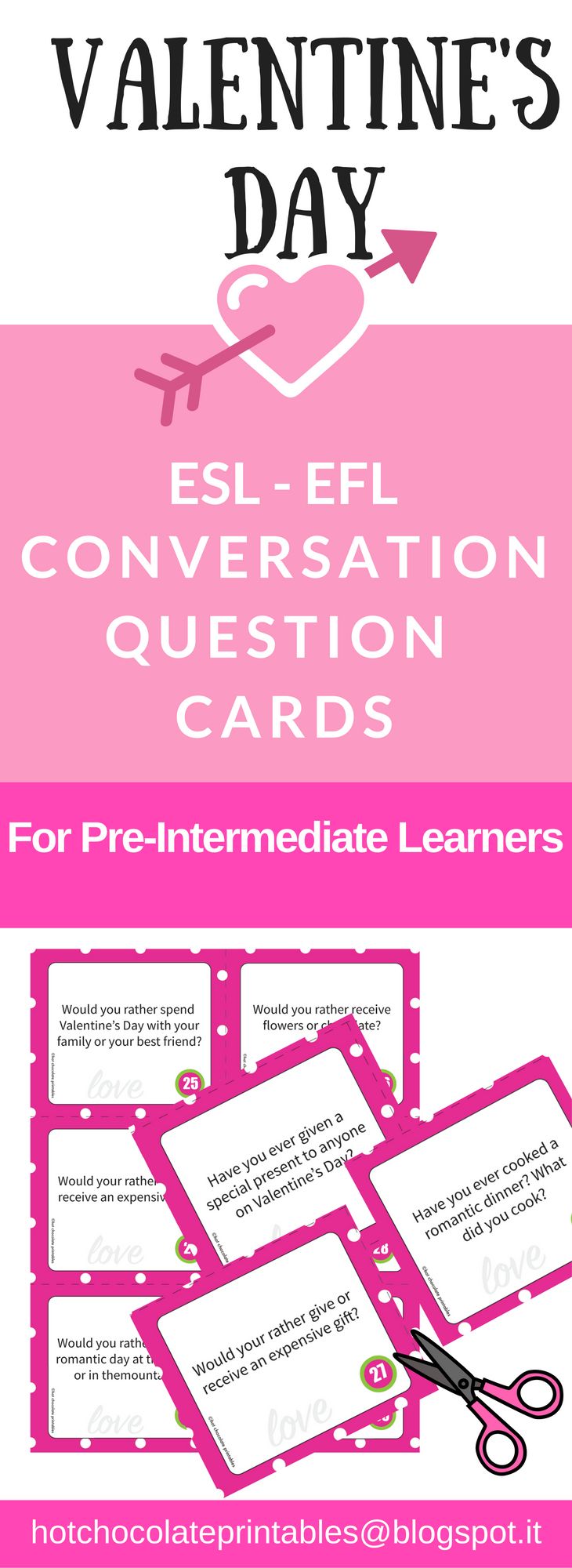 ESL Valentine's Day Conversation Questions Present Simple & Present