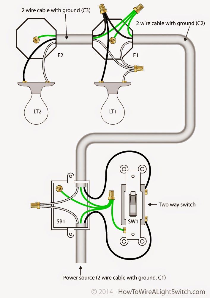 Diagram Electrical Engineering World 2 Way Light Switch With Power Feed Via Switch Two Lights