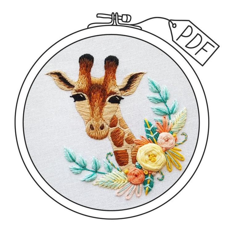 Giraffe Beginner Hand Embroidery Pattern DIY Hoop Art Modern | Etsy