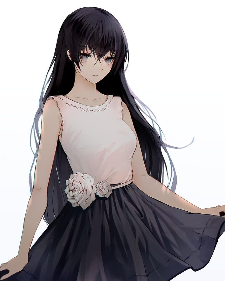 Anime girls with long black hair