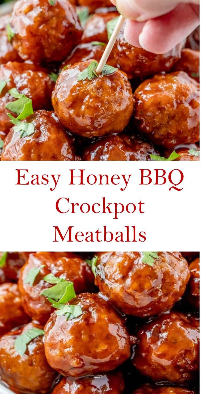 Easy Honey BBQ Crockpot Meatballs in 2020 | Crock pot meatballs, Bbq