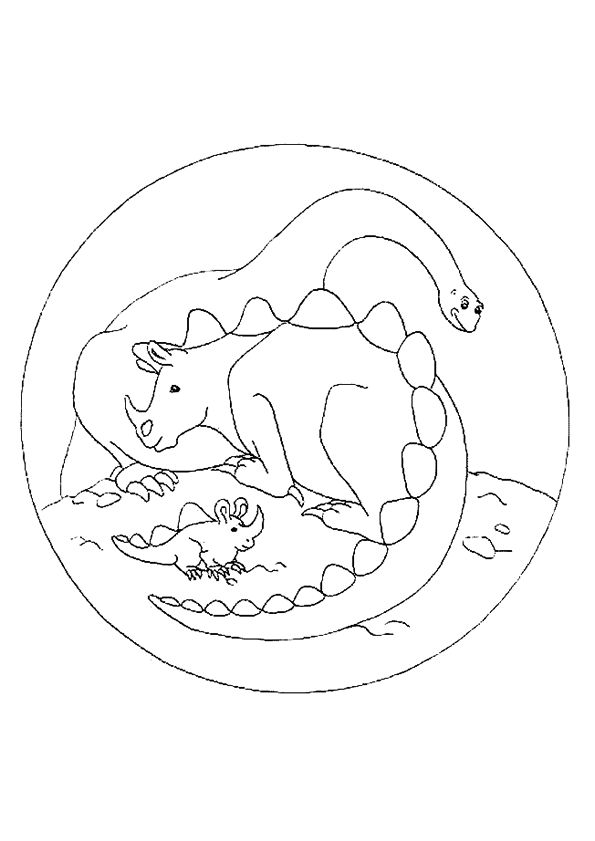 Coloriage mandala dinosaure sur Hugolescargot.com - Hugolescargot.com