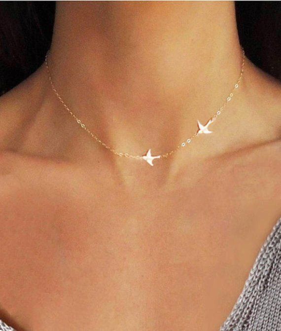 Tiny necklace Cute necklace Dove necklace Bird necklace Gold Silver necklace Animal necklace Personalized gift Family gift