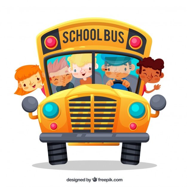 Illustration About School Bus And Four Cute Cartoon Kids