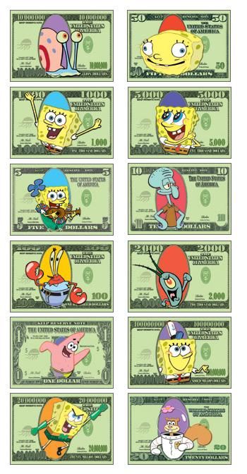 image detail for printable spongebob money home free hello kitty birthday invitations