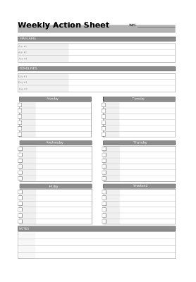 free printable weekly action sheet daily work planner daily planner sheet