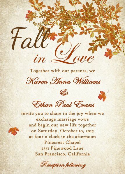 Rustic Fall Wedding Invitation In Love Rustic Fall Wedding Invitation In Love