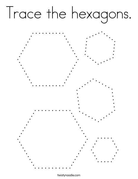 Trace the hexagons Coloring Page - Twisty Noodle | Tracing worksheets