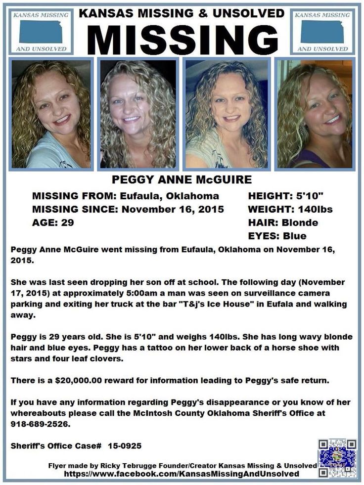 PLEASE RT!MISSING! Peggy Anne McGuire(Eufaula,OK) Miss kansas