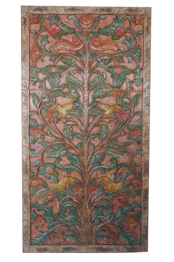 Indian Colorful Hand Carved Door Panel Bodhi Buddha Tree Wisdom Indian Colorful Hand Carved Door Panel Bodhi Buddha Tree Wisdom Wall Sculpture Yoga Decor Living Room In 2018 Pieces I Love