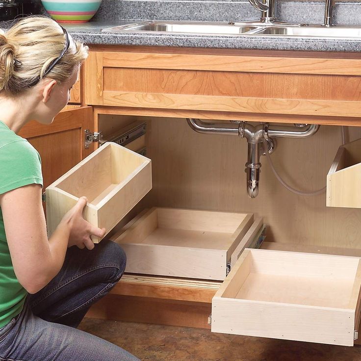 How to Build Pull Out Under Sink Storage Trays for Your Kitchen  Sink  storage, Under sink storage, Kitchen cabinet storage solutions