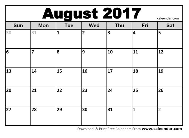 blank august 2017 calendar in printable format calendar printables