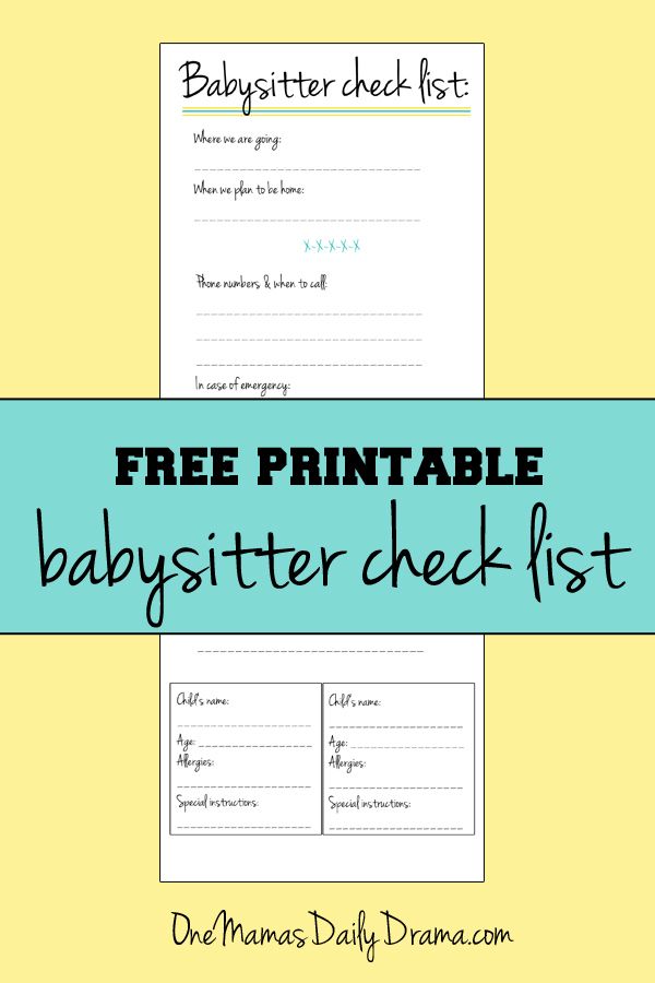 49 best babysitter images on Pinterest Free printable, Parents and