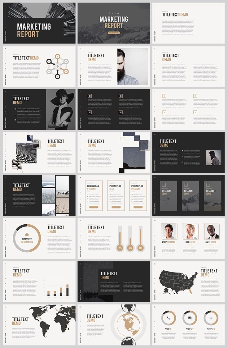 그레이 톤의 깔끔한 PPT 템플릿 - Free Grey tone PowerPoint Template for Marketing Report | Powerpoint presentation design, Powerpoint design templates, Powerpoint layout