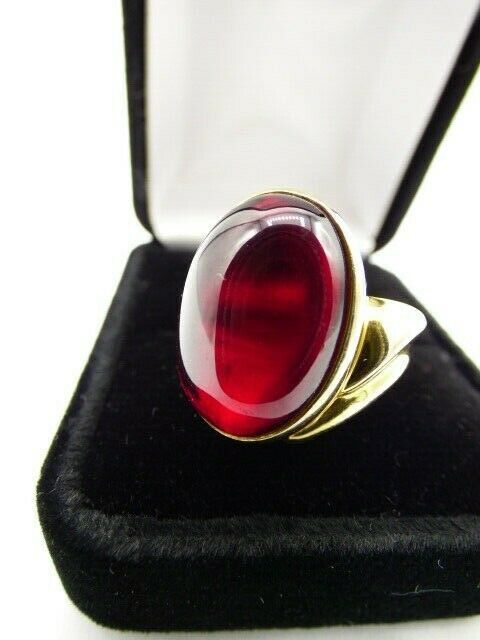 14KT Yellow Gold Vintage Oval Synthetic Ruby Ring with Appraisal | eBay