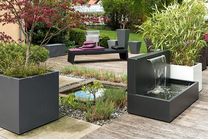Edler Brunnen im Bauhausstil im zeitlosen Design Garten Ideen - edelstahl teichbecken rechteckig Edler Brunnen im Bauhausstil im zeitlosen Design Garten Ideen - edelstahl teichbecken rechteckig