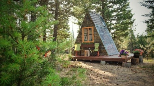 Tiny A Frame Cabin Took 3 Weeks To Build And Cost Only 700 Tiny A Frame Cabin Took 3 Weeks To Build And Cost Only 700 Houses Pinterest Es