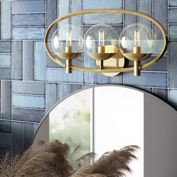 Bynoe 3 Light Satin Brass Vanity Light Brass Vanity Light Vanity Lighting Light Satin