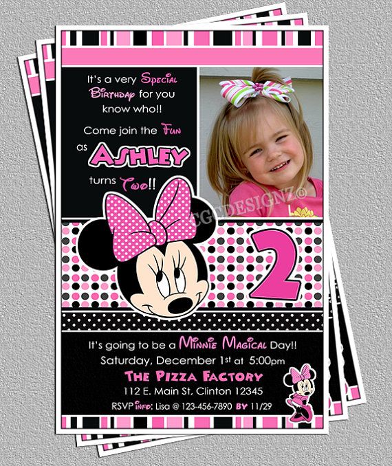 minnie mouse personalized invitations