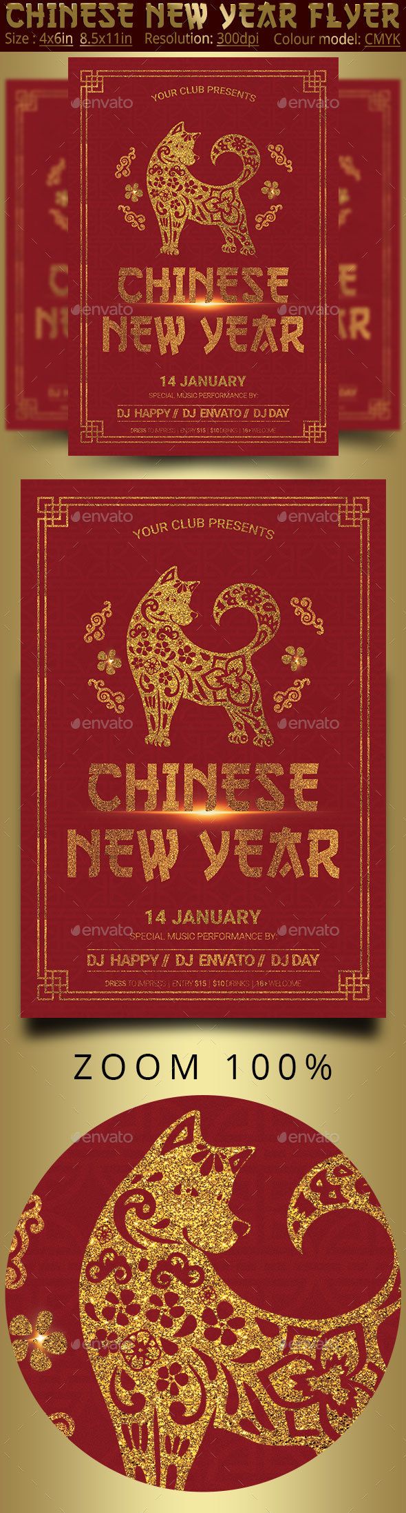 Chinese New Year Party Flyer Poster #red #new year • Download here → https://graphicriver.net/item/chinese-new-year-party-flyer-poster/21198319?ref=pxcr