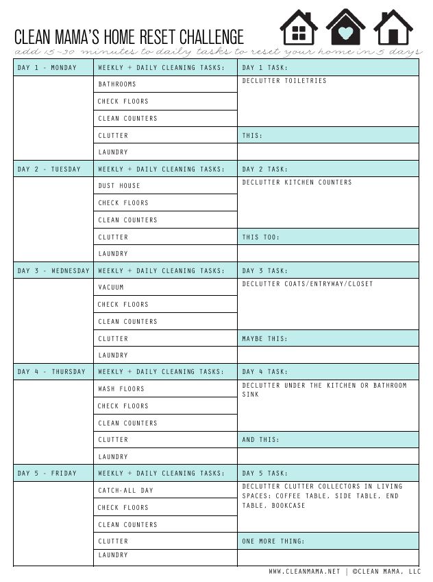 home reset free printable guide clean mama cleaning week by week schedule template