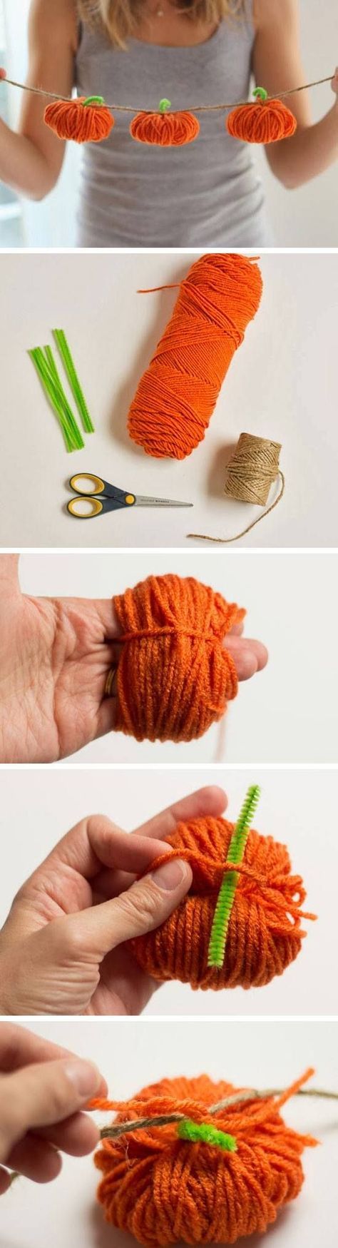 there are three pictures showing how to crochet yarn