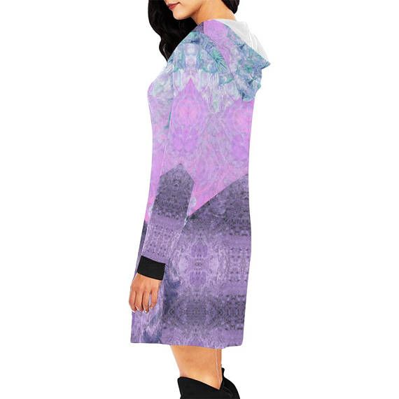 mini dress maxi size-mini dress mini size size from XS to XXL S.Kespi Creation Hoodie Mini Dress-polyester-hand painted original design