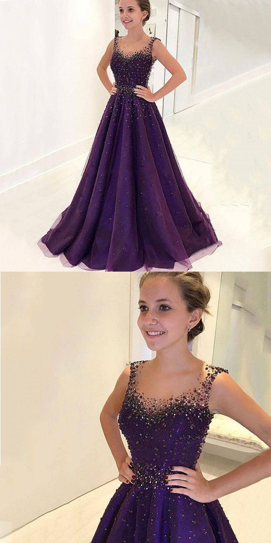 Sleeveless Scoop Neck Prom Dress