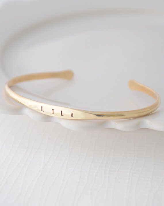 Name Bangle Bracelet Hand Stamped Open In Copper Or Br Name Bangle Bracelet Hand Stamped Open In Copper Or Br By Olive Yew Choose Up To 10 Characters Fashion 2018 Pinterest