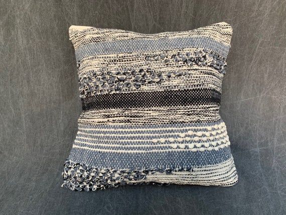 Folk Boho Throw Pillow India Cotton Natural woven pillow, textured cotton