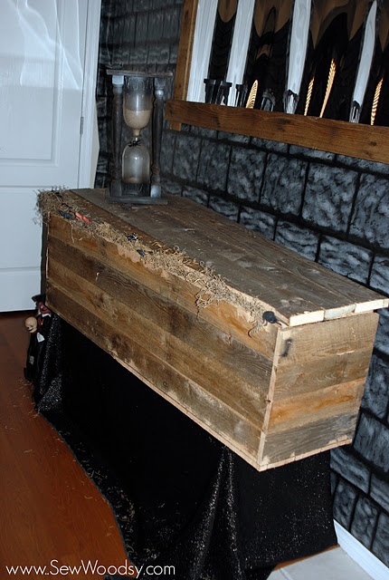 halloween rustic wood coffin made from upcycled pallet wood
