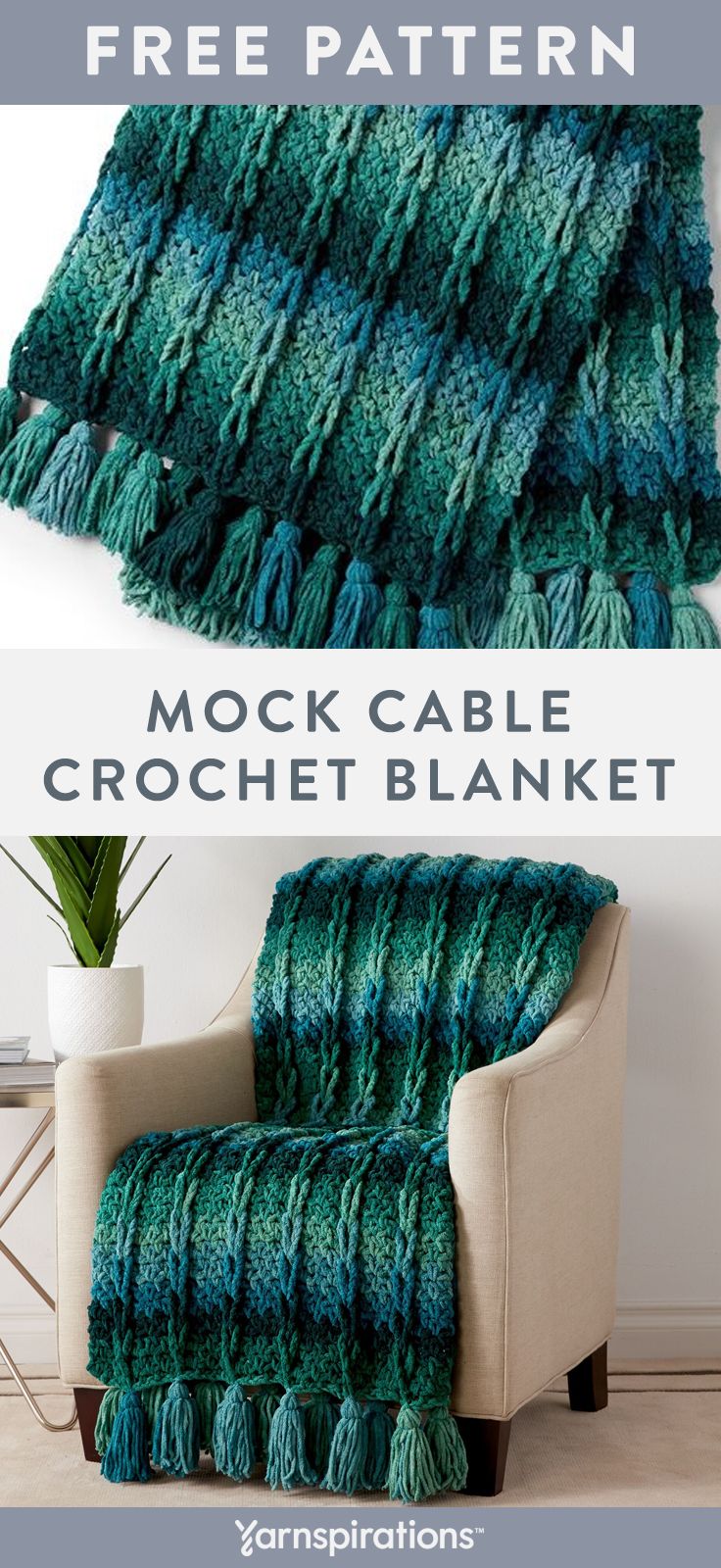 Free Mock Cable Crochet Blanket pattern using Bernat Blanket Ombre Free Mock Cable Crochet Blanket pattern using Bernat Blanket Ombre