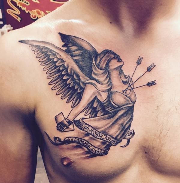 Top 103 Guardian Angel Tattoo Ideas 2020 Inspiration Guide Angel Tattoo Men Guardian Angel Tattoo Cool Chest Tattoos