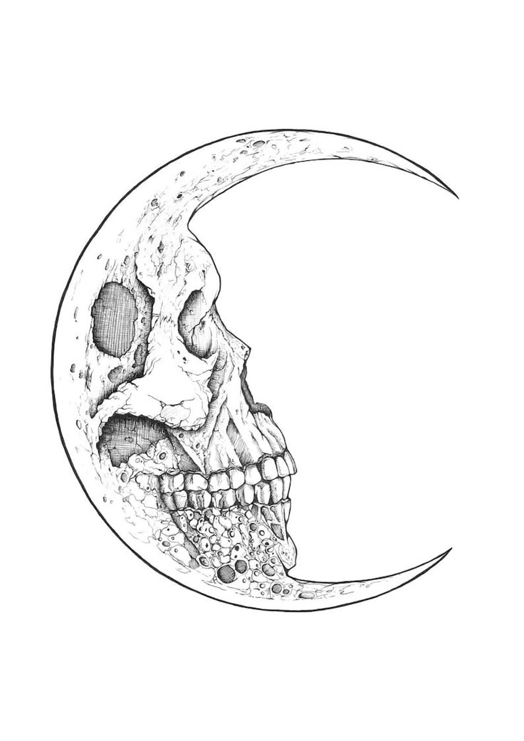House on the Moon black fineliner A4 print
