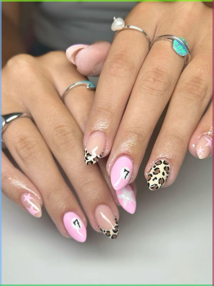 pink cheetah nails Animal Print Nail Idea