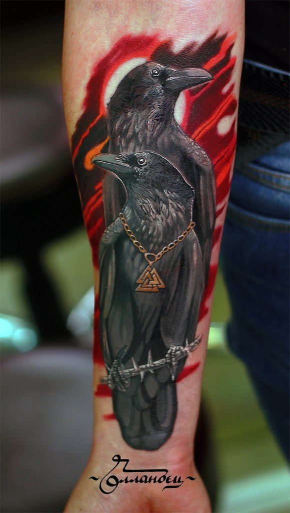 Http Tattoos Ideas Net Crows Tattoo By Aleksei Scherbakov Viking Tattoos Norse Tattoo Viking Tattoo Sleeve