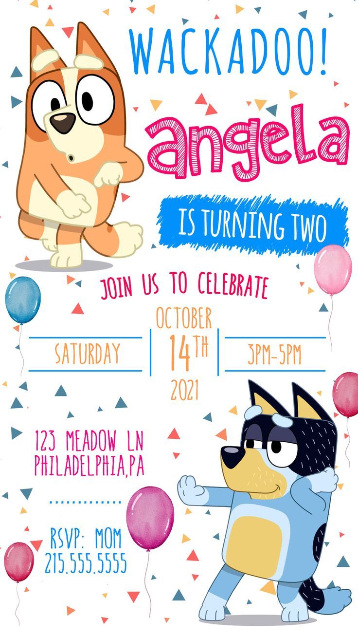 Bluey Invitation, Bluey Birthday Party, Bluey Birthday Invite, Bluey ...