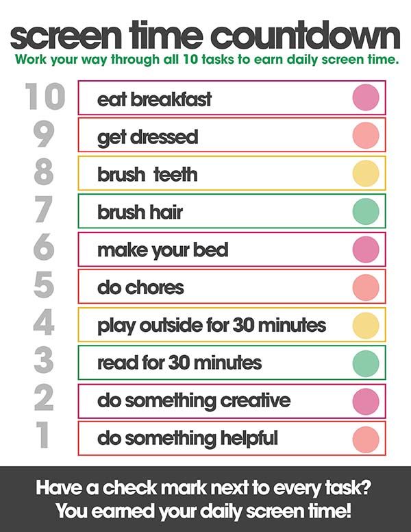 screen time countdown charts for kids screen time chart chore chart for electronic time