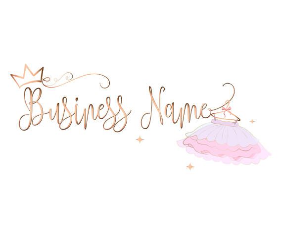 Custom Logo Design - Pink gold Logo - tutu Logo girls - crown princess