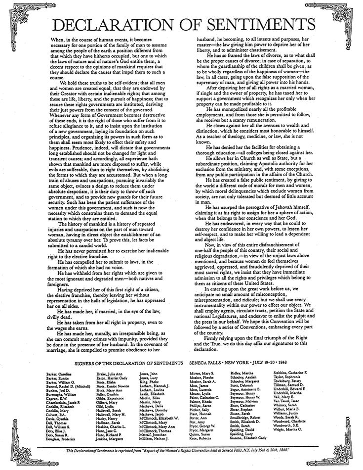 declaration sentiments elizabeth cady stanton essay Under the leadership of lucretia mott and elizabeth cady stanton, a convention for the the participants wrote the seneca falls declaration of sentiments and. declaration sentiments elizabeth cady stanton essay Under the leadership of lucretia mott and elizabeth cady stanton, a convention for the the participants wrote the seneca falls declaration of sentiments and.